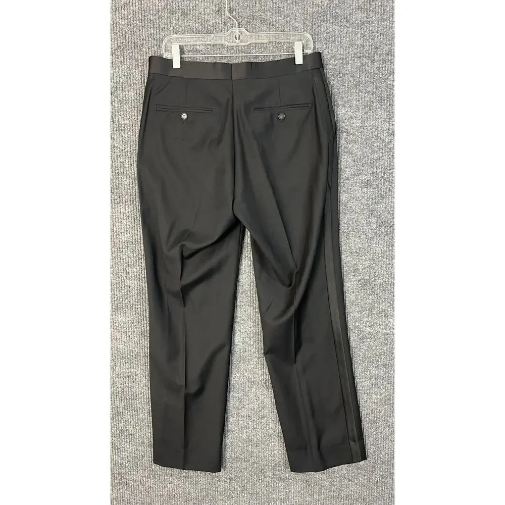 Mantoni Dress Pants Mens 38 Black Virgin Wool Wrinkle Resistant Milan Italy